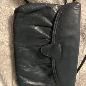 Vintage Morris Moskowitz Dark Blue Leather Crossbody Bag
